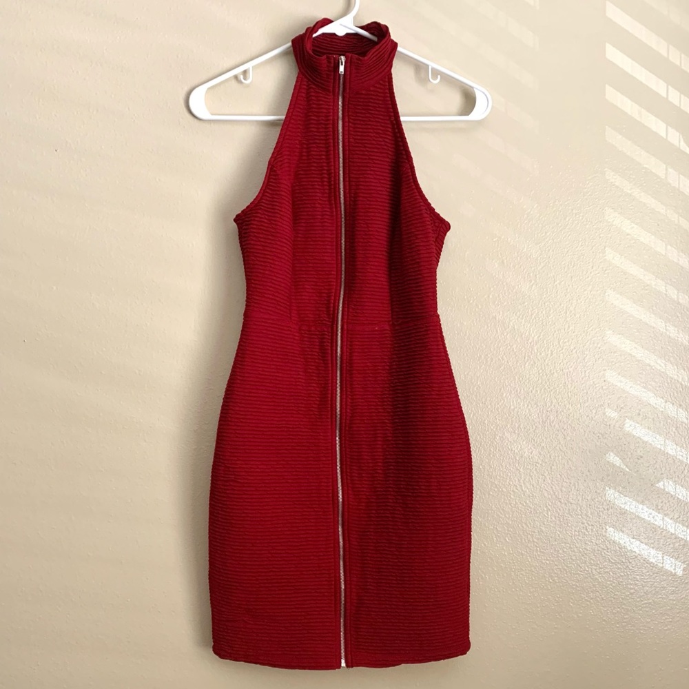 Red zipper dress